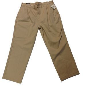 Lands' End Men’s 100% Cotton Pleated Chino Beige Khaki Straight Pants 40x30 NEW